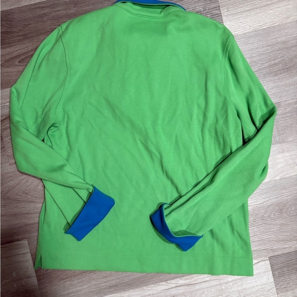 Women’s Susan Bristol Green and Blue Quarter-Zip Sweater - Picture 6 of 6